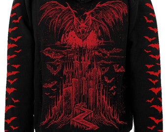 Vampire Castle Hoodie w/ Bat Sleeves [BLOOD RED]