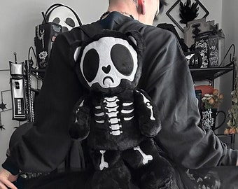 Grumpy Bones Bear Plush Backpack