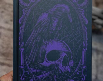Gothic Raven Skull Hardcover Journal: Edgar Allan Poe Poem, Ribbon Bookmark, Eco-Friendly Wood Pages