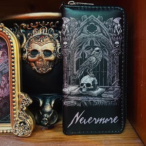 long zippered gothic crow wallet