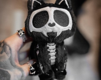 Goth Skelekitty Plush Keychain