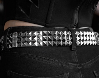 Studded Belt With 2 Rows of Cone Studs - Etsy