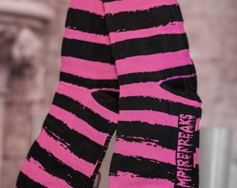 Black & Pink Striped Creepy Crew Socks