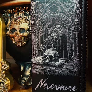 black vegan leather crow wallet