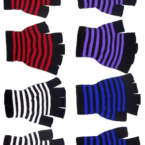 Striped Fingerless Gloves [Multiple Colors Available]