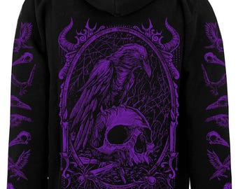 Purple Death Raven Hoodie w/ Crow Sleeves