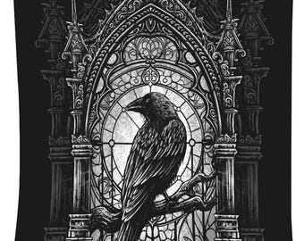 Cathedral Crow Throw Gothic Style Blanket