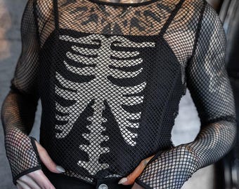 Moonshade Fishnet Thumbholes Top