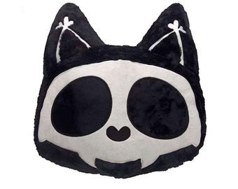 Skelekitty Gothic Cat Throw Pillow