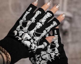Dead Inside Skeleton Gloves [Fingerless]