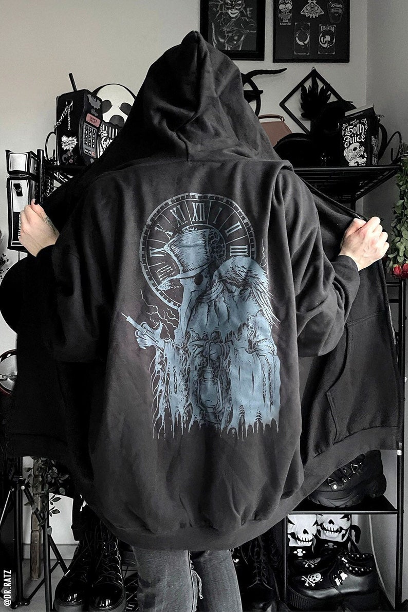 Plague Doctor Hoodie GREY ASHES Zipper or Pullover image 2