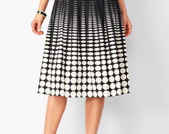 Talbots Pleated Skirt, Black & White Geo Print, Size 14