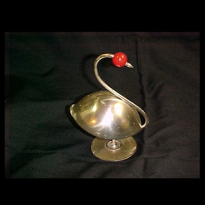 Napier Hors d&#39;oeuvre PICK HOLDER Silver Swan &  Red BAKELITE