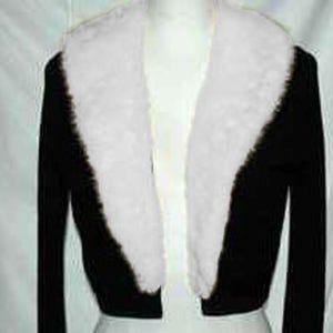 Schwarzer Cashmere Pullover mit weißem Nerzkragen von Bernhard Altmann Vintage