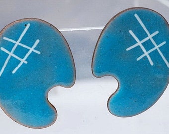 Vintage Enamel over Copper MODERNIST EARRINGS Artist Pallet