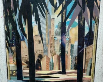 Collage de temática mixta, cuadro artístico de Hieselman