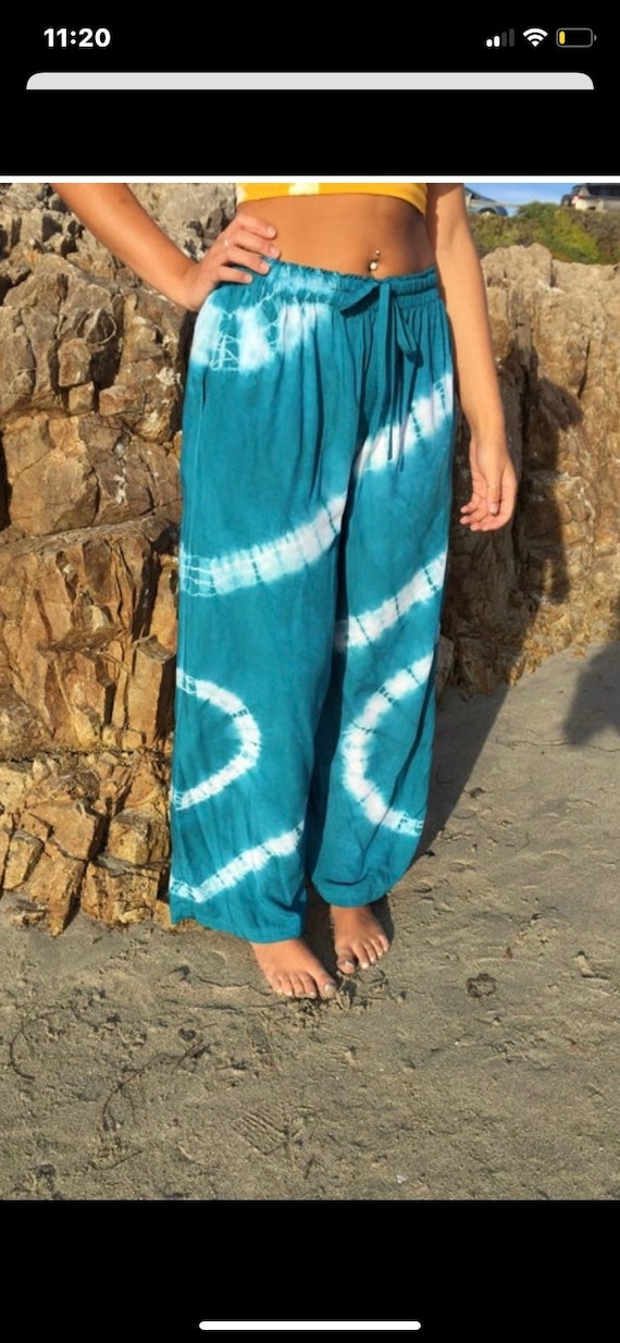 Indigo Shibori Tie Dye Wide Leg Pants// Boho Clothing