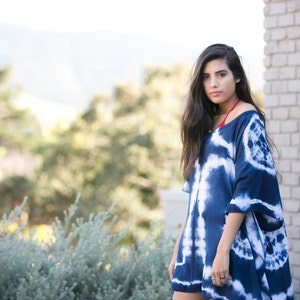 Indigo Shibori dress // Navy Shibori tie dye // beach cover up image 1