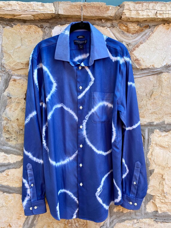 Upcycled Men's Pronto Uomo 100% Cotton Modern Fit Size 16 1/2 X 36/37 Tall  Long Sleeve Button Down Sky Blue Tie-dye Shirt - Etsy
