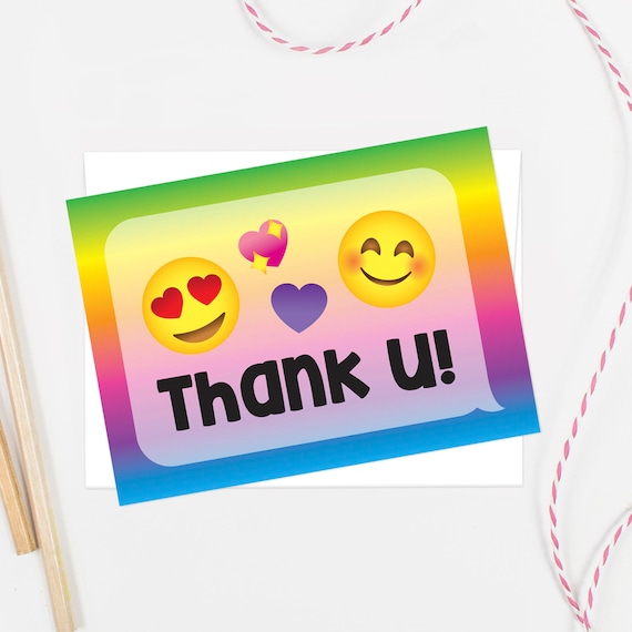 Emoji Thank You Cards Printable Matches Emoji Party | Etsy