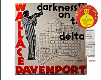 LP - SIGNIERT - Wallace Davenport - Darkness On The Delta - GHB 1972