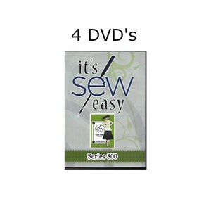 Puede incluir: Un conjunto de cuatro DVD titulado "it's sew easy" con un diseño floral verde y blanco. Los DVD forman parte de una serie llamada "Series 800".