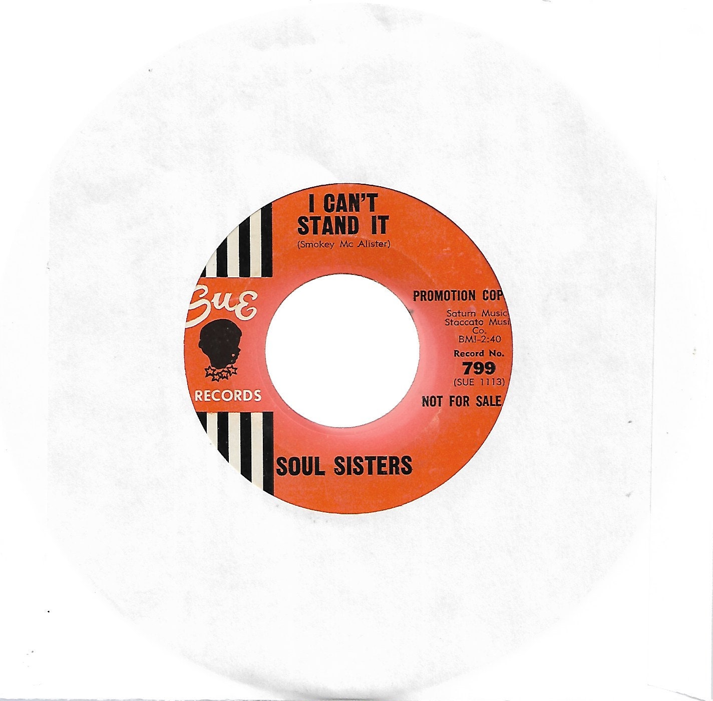 45 Rpm - PROMO - Soul Sisters - I Can't Stand It / Blueberry Hill