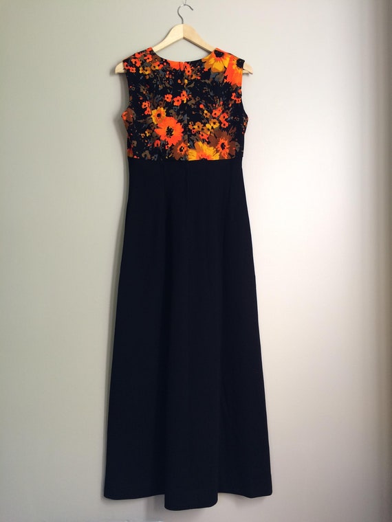 70's Floral Maxi Dress with Appliqué - image 2
