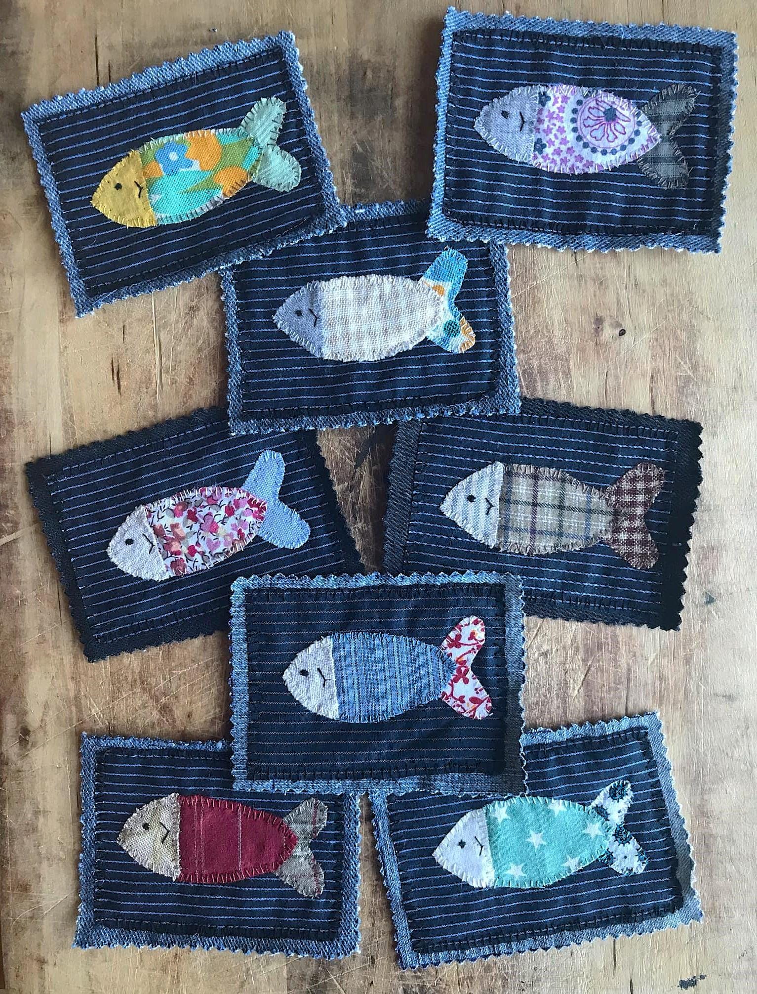 Your Choice Fish Patches Hand Embroidered Mixed Textile Hippie Boho Denim
