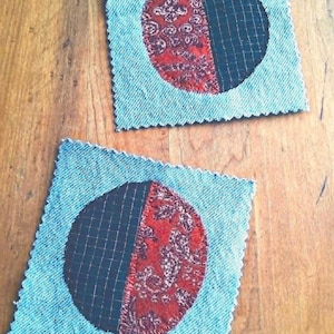 Hand Embroidered Boho/Festival/Cotton/Black and Orange Split Denim Patch
