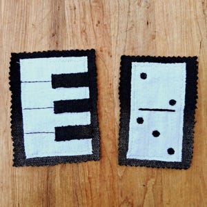 Your Choice Domino or Piano Keys Denim Patch Hand Embroidered Boho Festival Cotton Appliqué