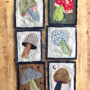 Your Choice Patchwork Mushroom Denim Patch Hand Embroidered/Hippie/Boho