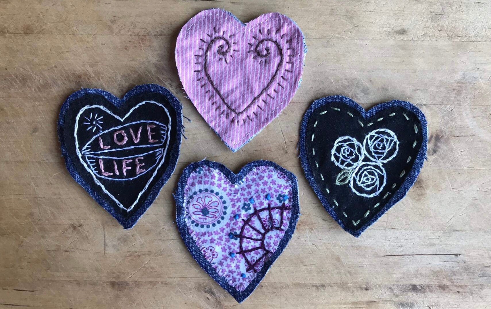 Sewing Beautiful Patches To Jeans Stock Photo - Image of heart, girl:  143368206