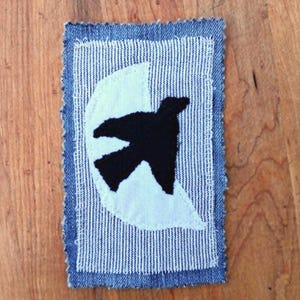 Moon Bird Denim Patch Hand Stitched Boho/Festival/Cotton/Hippie Applique