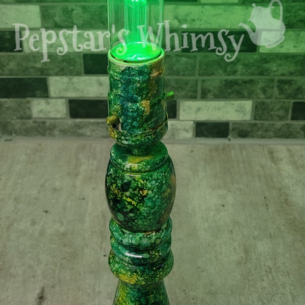 Hand Painted Green Desk Lamp with Bulb