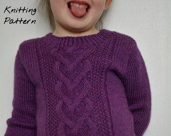 Wild at Heart Sweater Pattern / Knit Sweater / Cabled Kids Sweater / Kids Sweater