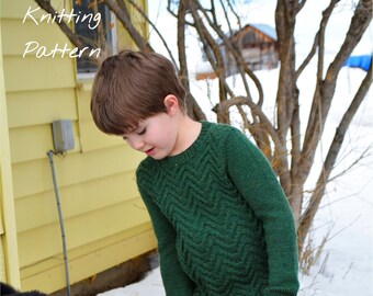 Little Pine Sweater Knit Pattern / Knit Sweater Kids / Knit Sweater Pattern / Cable Knit Sweater