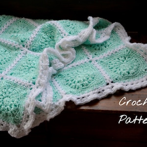Eden Baby Blanket Crochet Pattern / Granny Square Blanket Pattern / Lace Baby Blanket