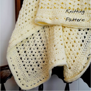 The Layne Blanket / Crochet Baby Blanket Pattern / Lace Baby Blanket / Easy Crochet Baby Blanket