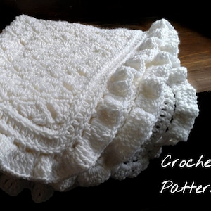 The Adelia Baby Blanket Crochet Pattern / Lace Baby Blanket Pattern / Crochet Baby Blanket / Christening Blanket