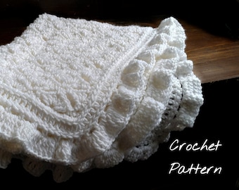 The Adelia Baby Blanket Crochet Pattern / Lace Baby Blanket Pattern / Crochet Baby Blanket / Christening Blanket