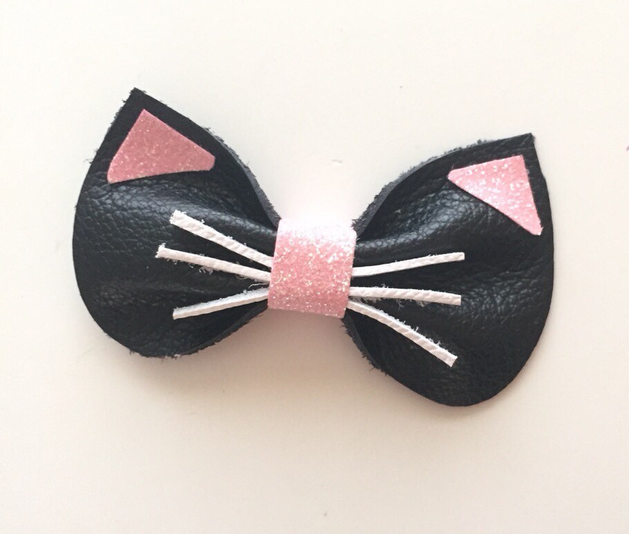 Leather Kitty Bow Etsy