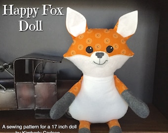 Happy Fox Sewing Pattern; stuffed fox, PDF fox doll, plushie pattern, fox pattern