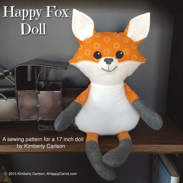 Happy Fox Sewing Pattern; stuffed fox, PDF fox doll, plushie pattern, fox pattern