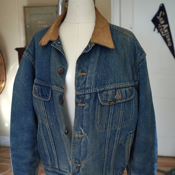 70s / 1970s Lee Stormrider Denim Blanket Lined Jacket 46R