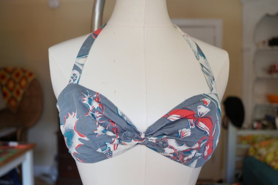 40s / 1940s Novelty Print Shell Themed Bikini Swim
