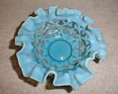 Vintage Northwood Spanish Lace Blue Opalescent Small Finger Bowl