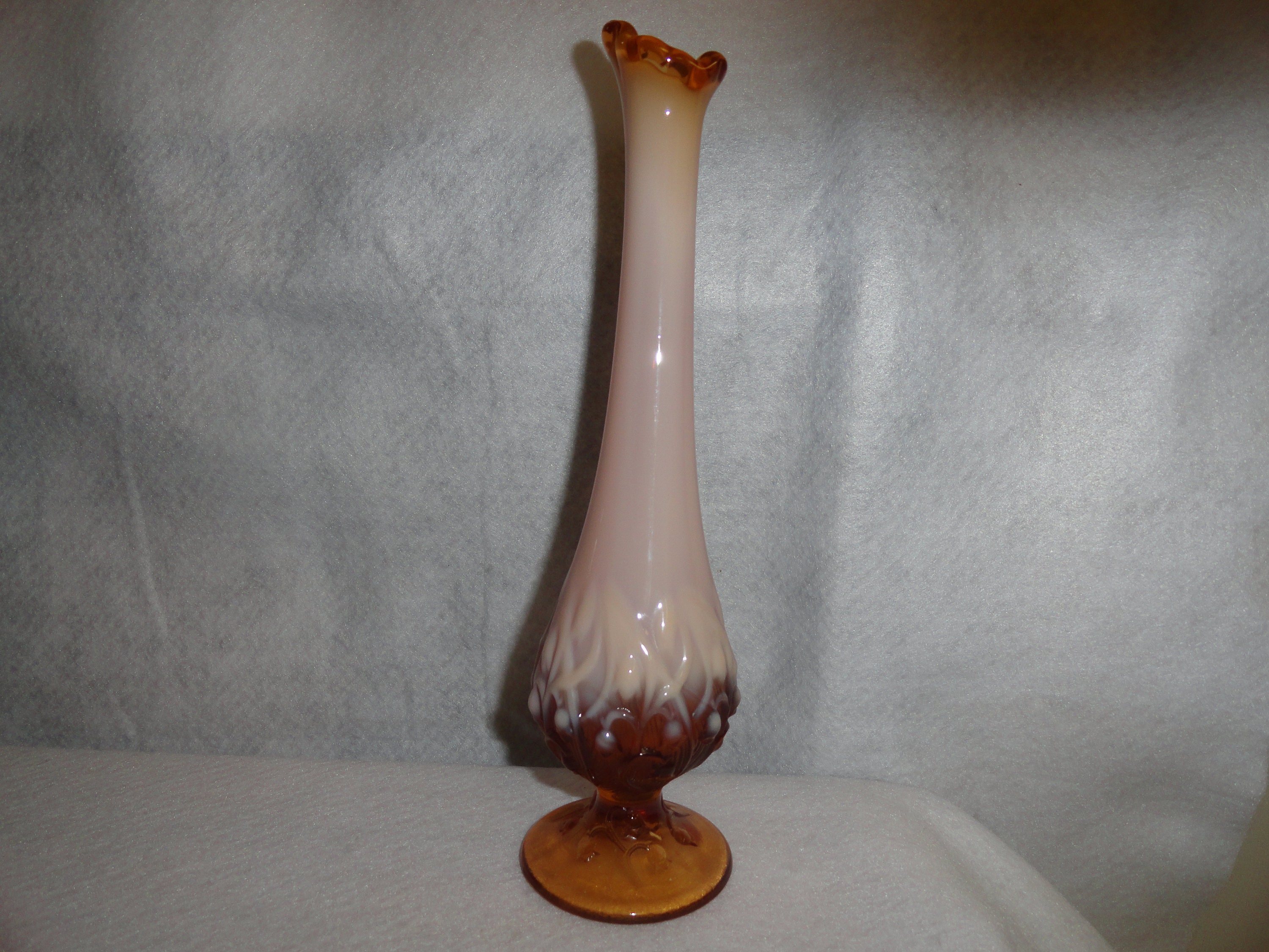 Fenton Cameo Opalescent Lily of the Valley Bud Vase