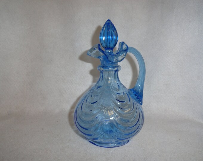 Fenton Salem Blue Drape Cruet With Stopper Etsy
