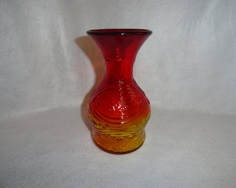 Vintage Blenko 6945 Tangerine Textured Vase